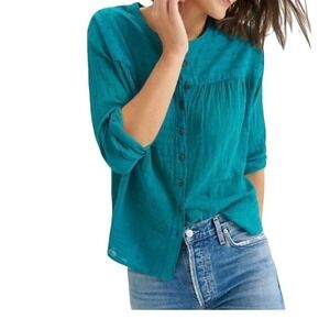 Anthropologie Pilcro The Mila Draped Mandarin‎ Collar Button Down Shirt Top XXS